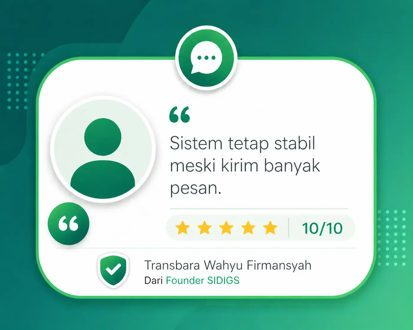 Testimoni pengguna Whapi - sistem tetap stabil meski kirim banyak pesan